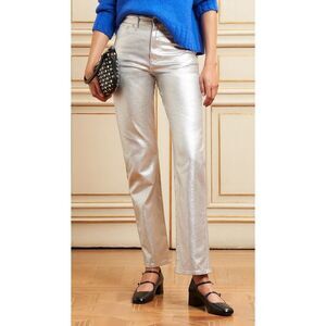 New Madewell The '90s Straight Jeans in Silver Foil Size 32